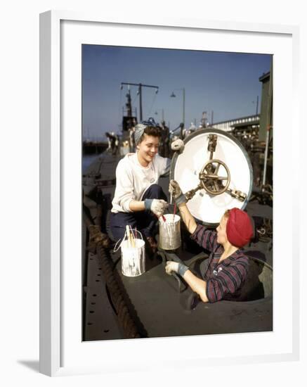 Women Building Submarines at Electric Boat Co., New London, Conn-Bernard Hoffman-Framed Photographic Print