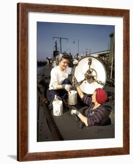 Women Building Submarines at Electric Boat Co., New London, Conn-Bernard Hoffman-Framed Photographic Print