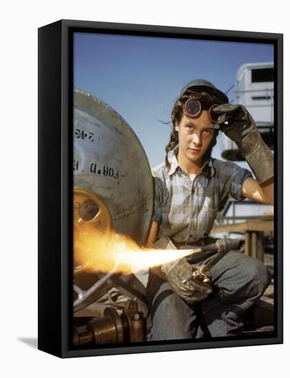 Women Building Submarines at Electric Boat Co, New London, Connecticut-Bernard Hoffman-Framed Premier Image Canvas