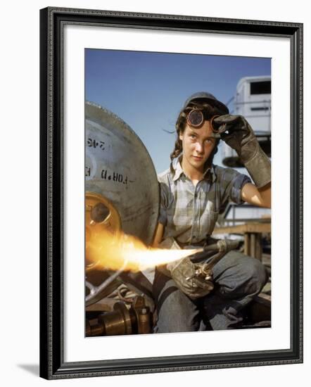 Women Building Submarines at Electric Boat Co, New London, Connecticut-Bernard Hoffman-Framed Premium Photographic Print