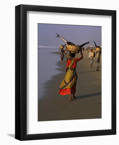 Women Carrying Fish Catch to the Market of Fishing Village, Puri, Orissa State, India-Jeremy Bright-Framed Photographic Print