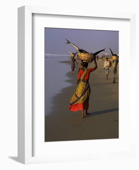 Women Carrying Fish Catch to the Market of Fishing Village, Puri, Orissa State, India-Jeremy Bright-Framed Photographic Print