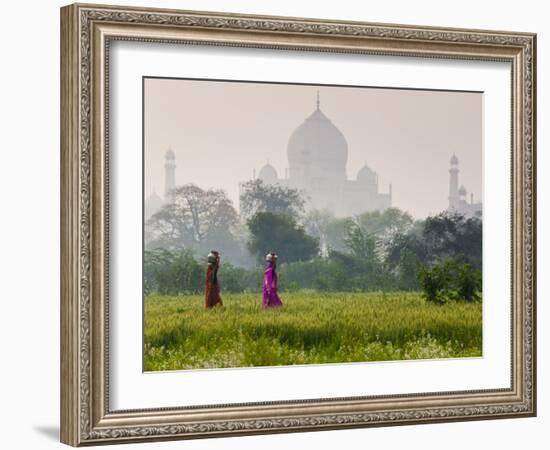 Women Carrying Water Pots, Taj Mahal, Agra, India-Peter Adams-Framed Photographic Print