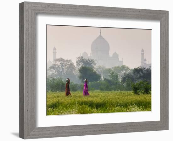 Women Carrying Water Pots, Taj Mahal, Agra, India-Peter Adams-Framed Photographic Print