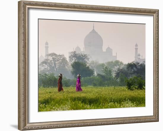 Women Carrying Water Pots, Taj Mahal, Agra, India-Peter Adams-Framed Photographic Print