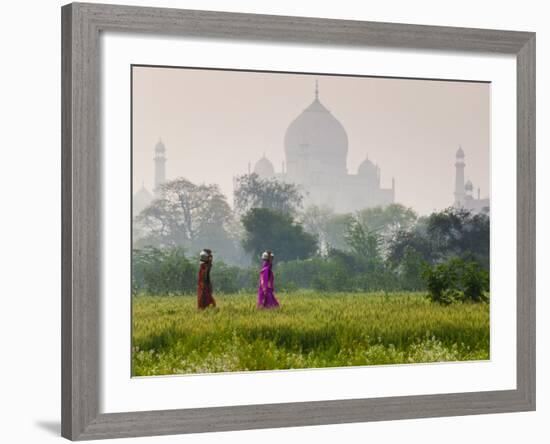 Women Carrying Water Pots, Taj Mahal, Agra, India-Peter Adams-Framed Photographic Print