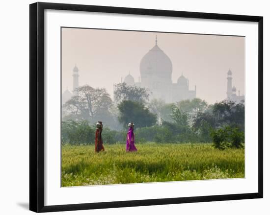 Women Carrying Water Pots, Taj Mahal, Agra, India-Peter Adams-Framed Photographic Print