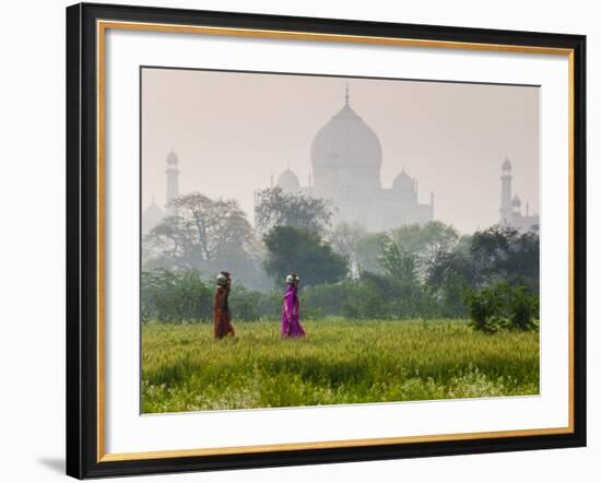 Women Carrying Water Pots, Taj Mahal, Agra, India-Peter Adams-Framed Photographic Print