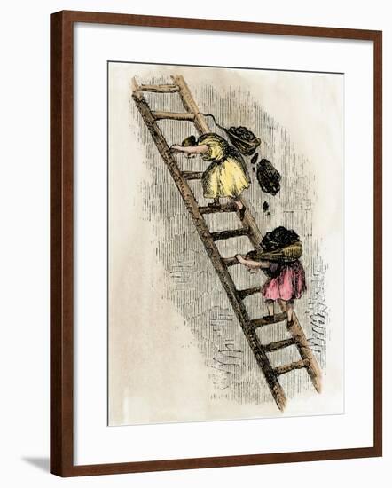 Women Coal-Bearers in the East Scotland Mines, 1850s-null-Framed Giclee Print