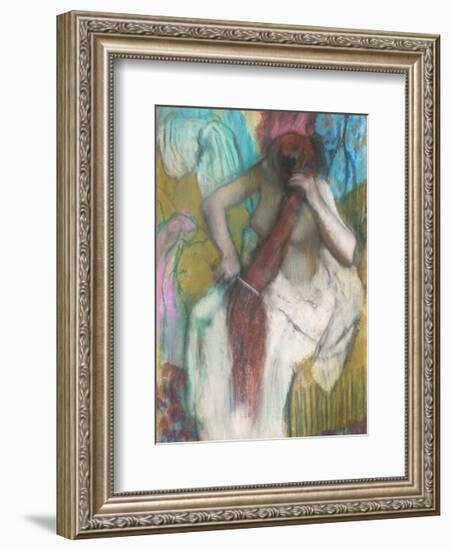 Women Combing Her Hair-Edgar Degas-Framed Art Print