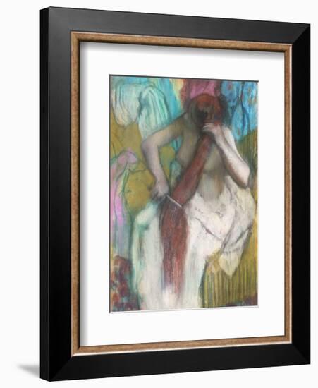 Women Combing Her Hair-Edgar Degas-Framed Art Print