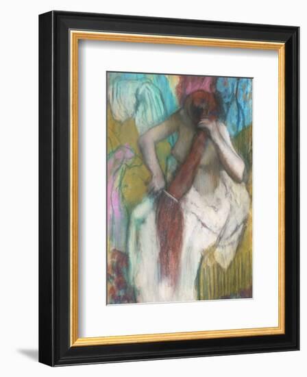 Women Combing Her Hair-Edgar Degas-Framed Art Print