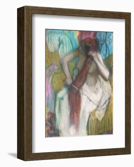 Women Combing Her Hair-Edgar Degas-Framed Art Print