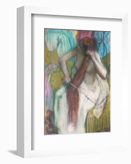 Women Combing Her Hair-Edgar Degas-Framed Art Print