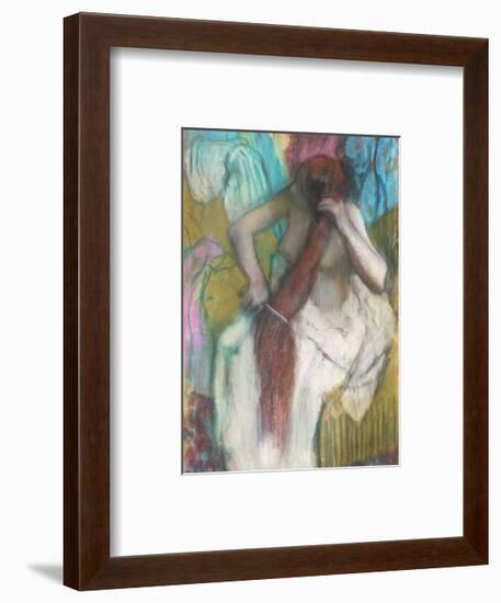 Women Combing Her Hair-Edgar Degas-Framed Art Print