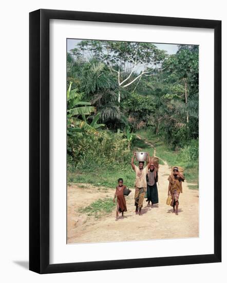 Women Coming Form the Fields, Assoumdele Village, Northern Area, Congo, Africa-David Poole-Framed Photographic Print