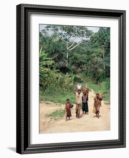 Women Coming Form the Fields, Assoumdele Village, Northern Area, Congo, Africa-David Poole-Framed Photographic Print