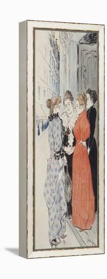 Women Conversing in the Street-Théophile Alexandre Steinlen-Framed Premier Image Canvas