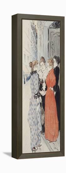 Women Conversing in the Street-Théophile Alexandre Steinlen-Framed Premier Image Canvas