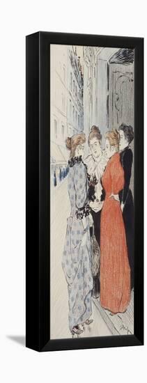 Women Conversing in the Street-Théophile Alexandre Steinlen-Framed Premier Image Canvas