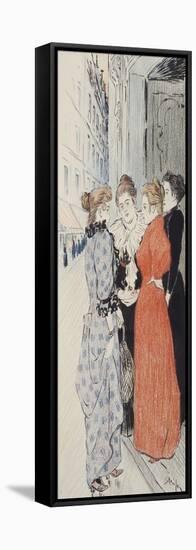 Women Conversing in the Street-Théophile Alexandre Steinlen-Framed Premier Image Canvas