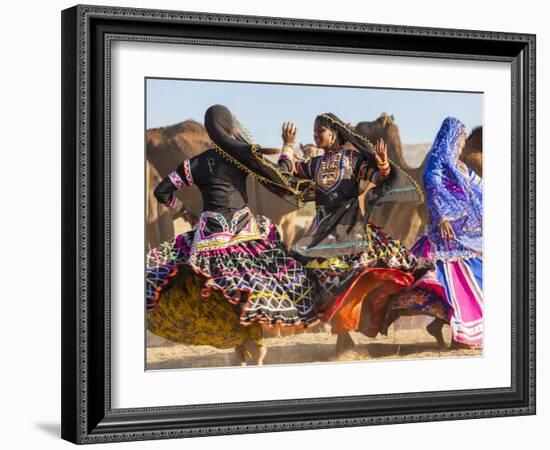 Women Dancers, Pushkar Camel Fair, Pushkar, Rajasthan State, India-Peter Adams-Framed Photographic Print