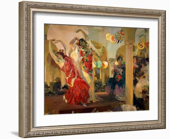 Women Dancing Flamenco at the Café Novedades in Seville, 1914-Joaquín Sorolla y Bastida-Framed Giclee Print