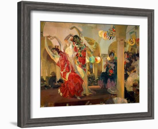 Women Dancing Flamenco at the Café Novedades in Seville, 1914-Joaquín Sorolla y Bastida-Framed Giclee Print