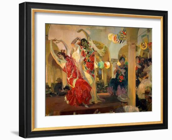 Women Dancing Flamenco at the Café Novedades in Seville, 1914-Joaquín Sorolla y Bastida-Framed Giclee Print