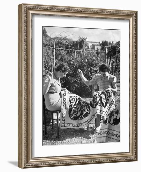 Women Doing Embroidery Work-Walter Sanders-Framed Photographic Print