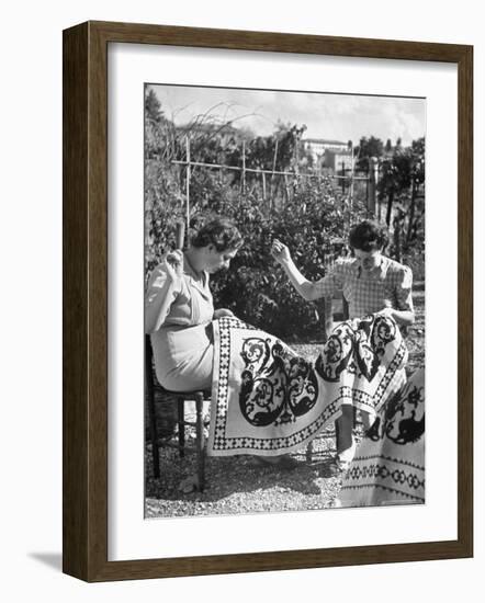 Women Doing Embroidery Work-Walter Sanders-Framed Photographic Print