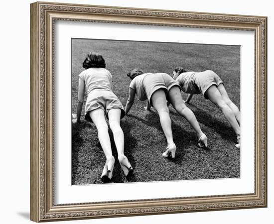 Women Doing Pushups at Rose Dor Farms, a Weight Loss Camp-Alfred Eisenstaedt-Framed Photographic Print