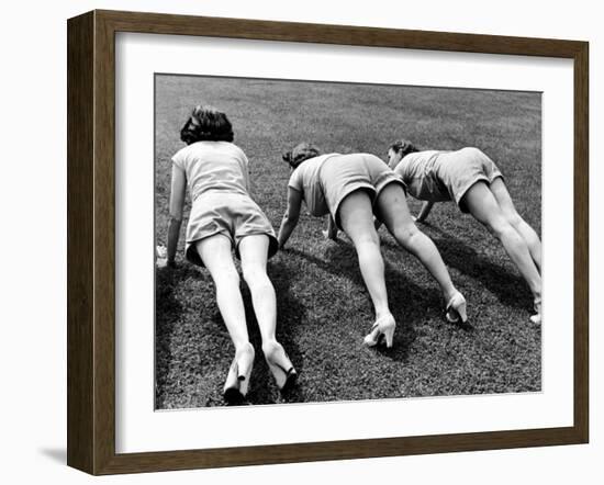 Women Doing Pushups at Rose Dor Farms, a Weight Loss Camp-Alfred Eisenstaedt-Framed Photographic Print