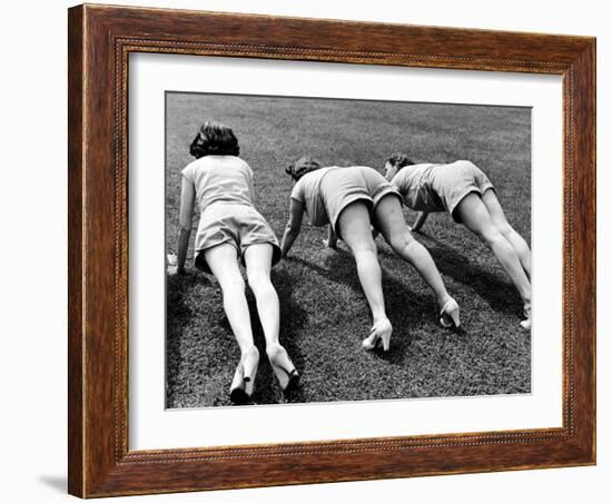 Women Doing Pushups at Rose Dor Farms, a Weight Loss Camp-Alfred Eisenstaedt-Framed Photographic Print