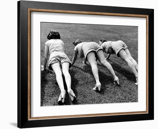 Women Doing Pushups at Rose Dor Farms, a Weight Loss Camp-Alfred Eisenstaedt-Framed Photographic Print