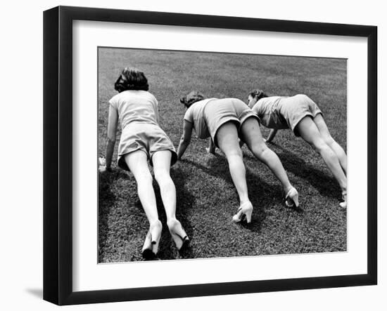 Women Doing Pushups at Rose Dor Farms, a Weight Loss Camp-Alfred Eisenstaedt-Framed Photographic Print