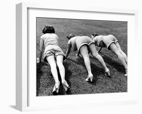 Women Doing Pushups at Rose Dor Farms, a Weight Loss Camp-Alfred Eisenstaedt-Framed Photographic Print