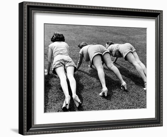 Women Doing Pushups at Rose Dor Farms, a Weight Loss Camp-Alfred Eisenstaedt-Framed Photographic Print