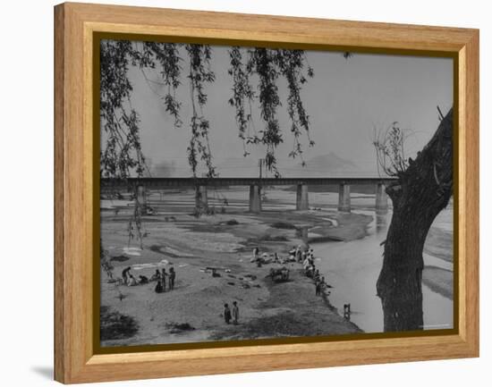 Women Doing Their Laundry at the River Bank-John Florea-Framed Premier Image Canvas