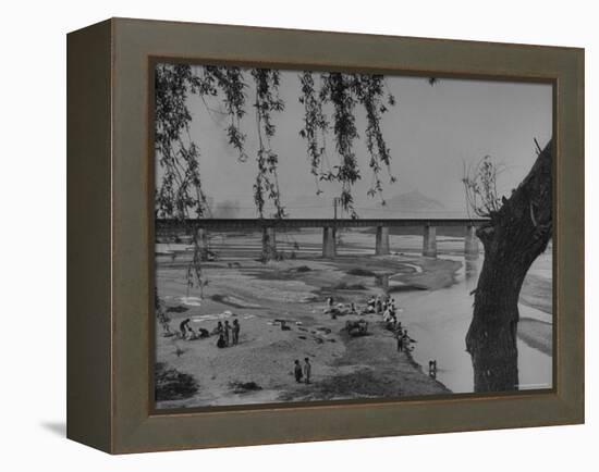 Women Doing Their Laundry at the River Bank-John Florea-Framed Premier Image Canvas