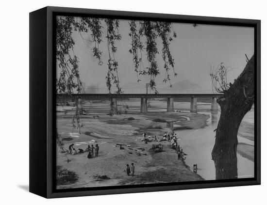 Women Doing Their Laundry at the River Bank-John Florea-Framed Premier Image Canvas