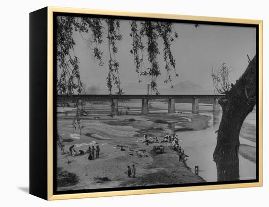 Women Doing Their Laundry at the River Bank-John Florea-Framed Premier Image Canvas