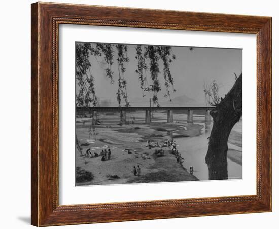 Women Doing Their Laundry at the River Bank-John Florea-Framed Photographic Print