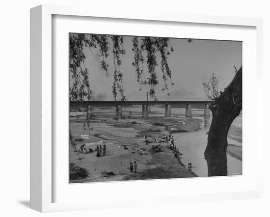 Women Doing Their Laundry at the River Bank-John Florea-Framed Photographic Print