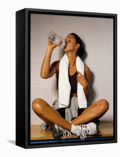 Women Drinking after Exercise Session, New York, New York-Paul Sutton-Framed Premier Image Canvas