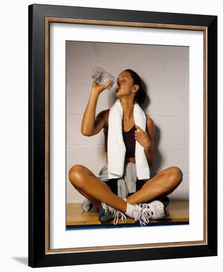 Women Drinking after Exercise Session, New York, New York-Paul Sutton-Framed Photographic Print