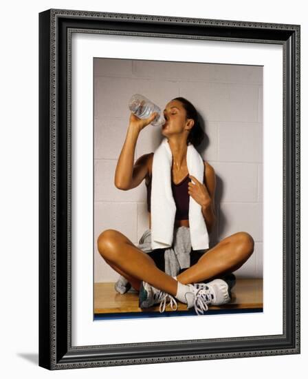 Women Drinking after Exercise Session, New York, New York-Paul Sutton-Framed Photographic Print