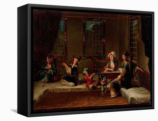 Women Embroidering-Jean-Baptiste Vanmour-Framed Premier Image Canvas