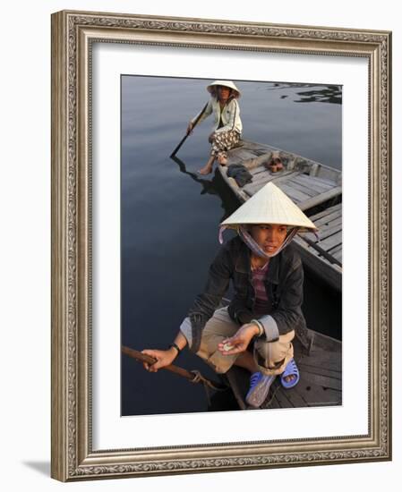 Women Ferrying Boats Await a Fare, Hoi An, Vietnam, Indochina, Southeast Asia-Andrew Mcconnell-Framed Photographic Print