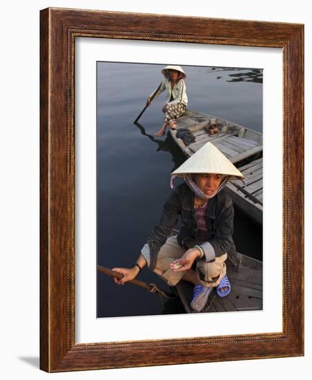 Women Ferrying Boats Await a Fare, Hoi An, Vietnam, Indochina, Southeast Asia-Andrew Mcconnell-Framed Photographic Print